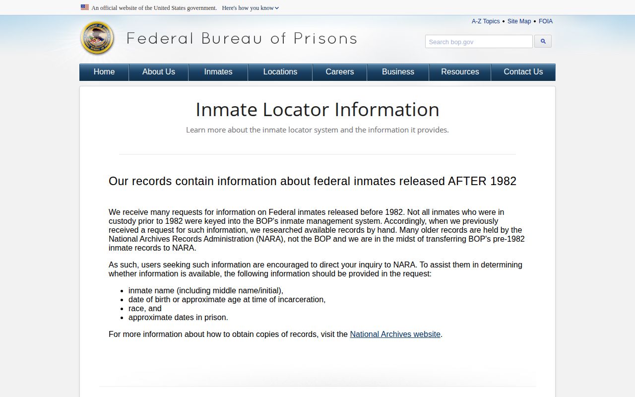 Federal and immigration release records for Richmond County