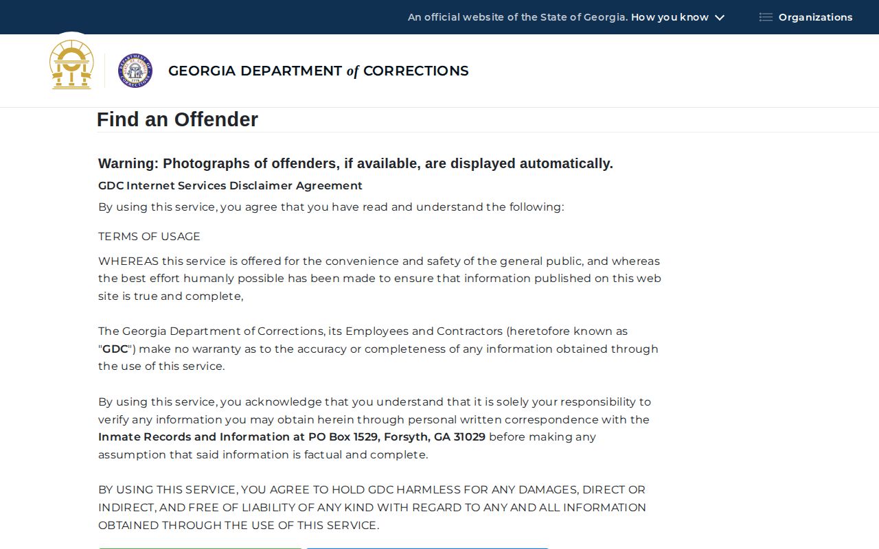 Richmond County released inmate search through Georgia corrections